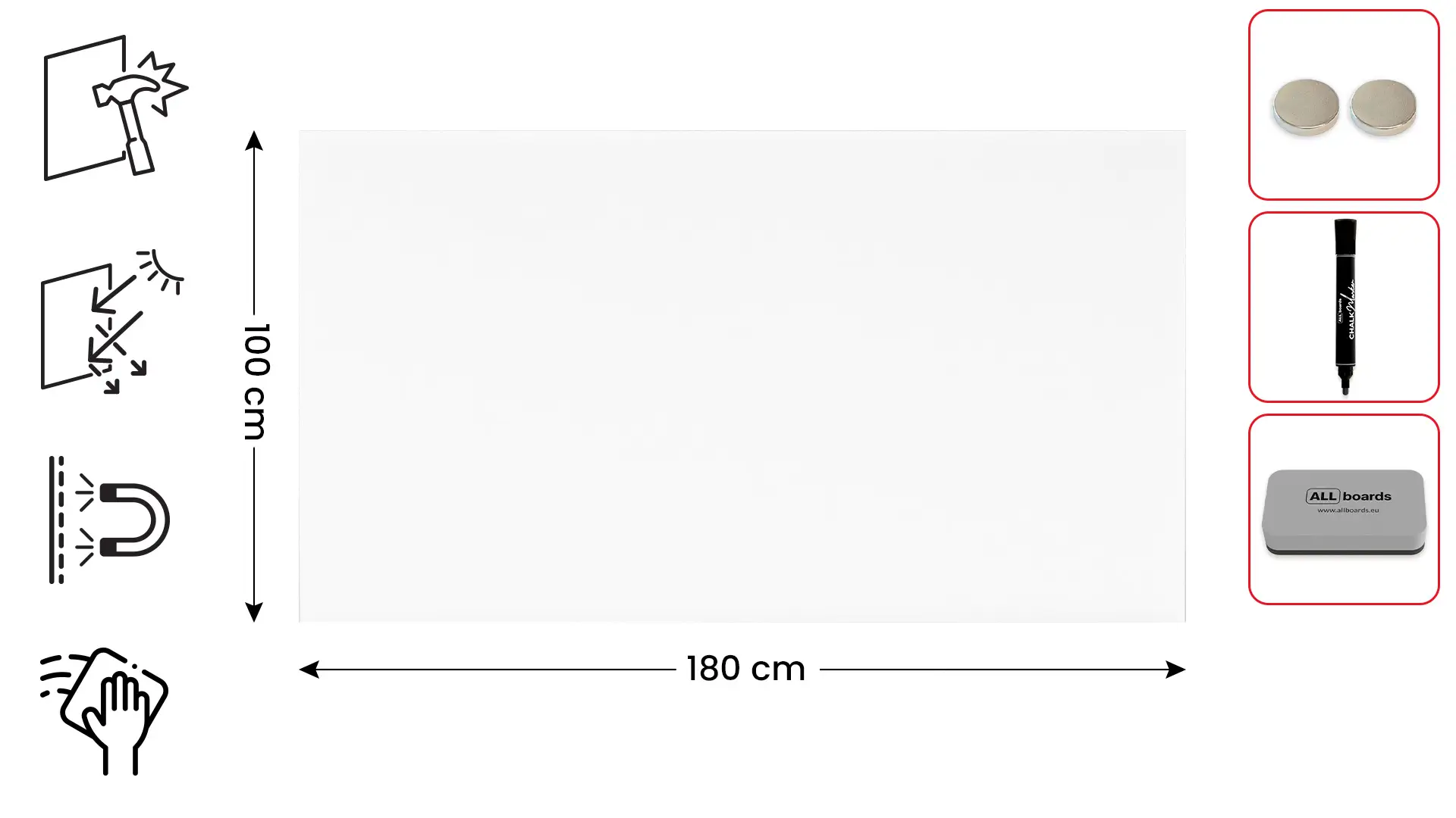 Matte Magnetic Glass Board 180x100 cm + FREE Accessories - Image 2
