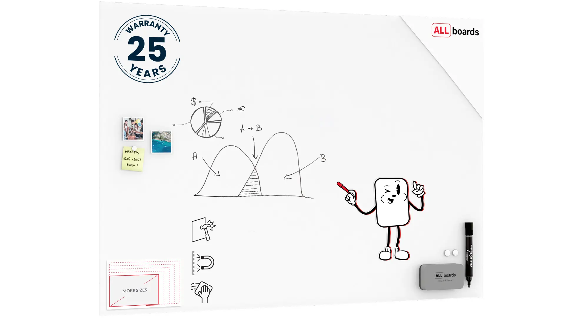 Matte Magnetic Glass Board 180x120 cm + FREE Accessories