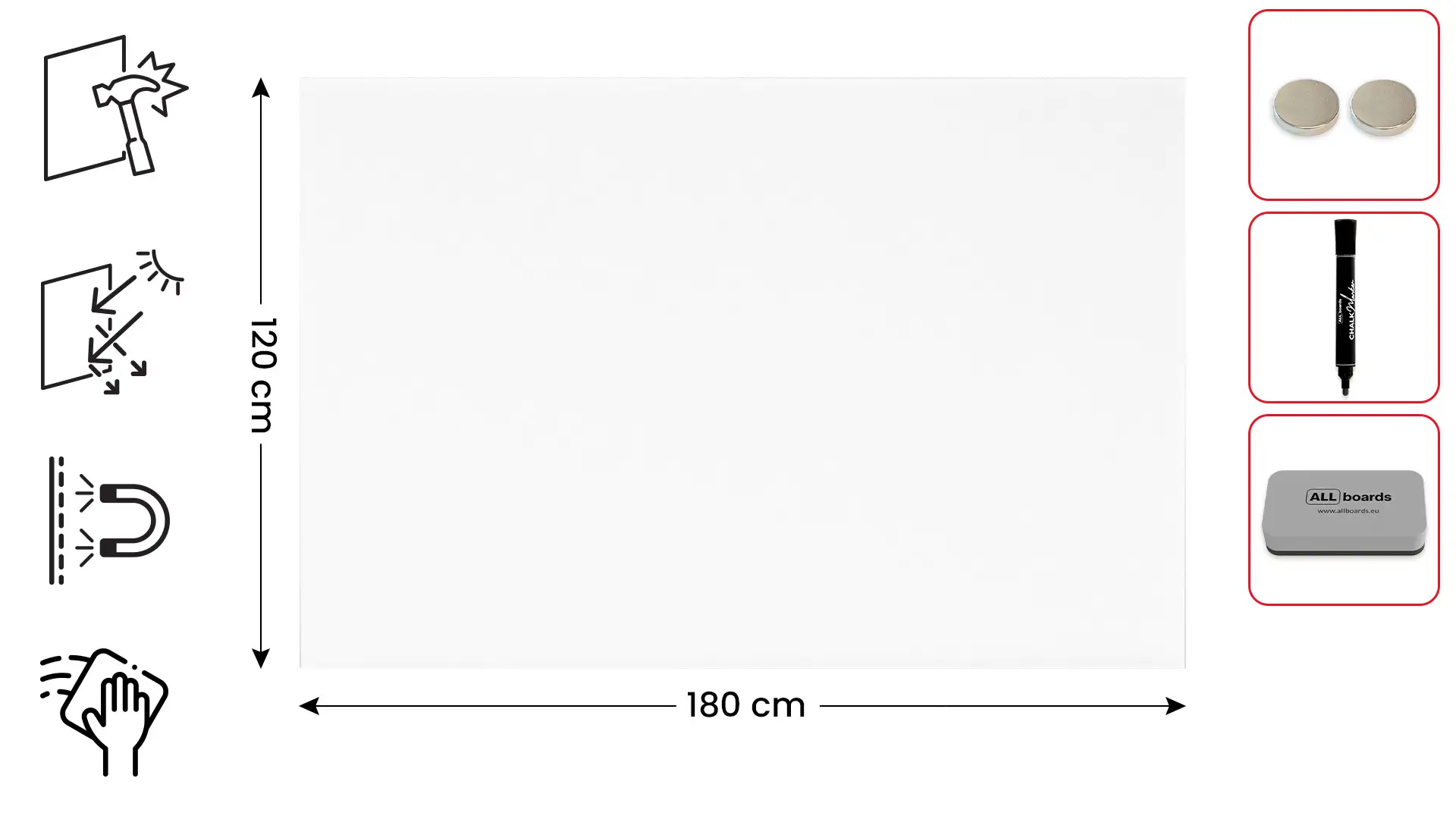 Matte Magnetic Glass Board 180x120 cm + FREE Accessories - Image 2