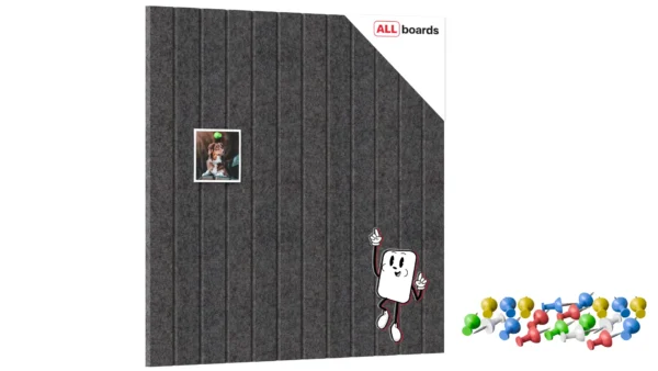 Felt Wall Panels 60x60 cm — Self-Adhesive Notice Board Tiles - Dark Grey