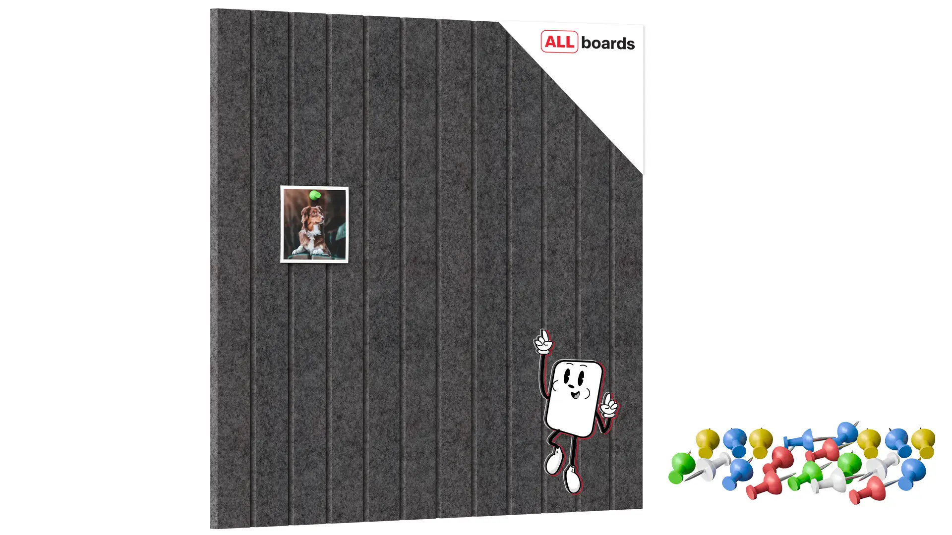 Felt Wall Panels 60x60 cm — Self-Adhesive Notice Board Tiles - Dark Grey