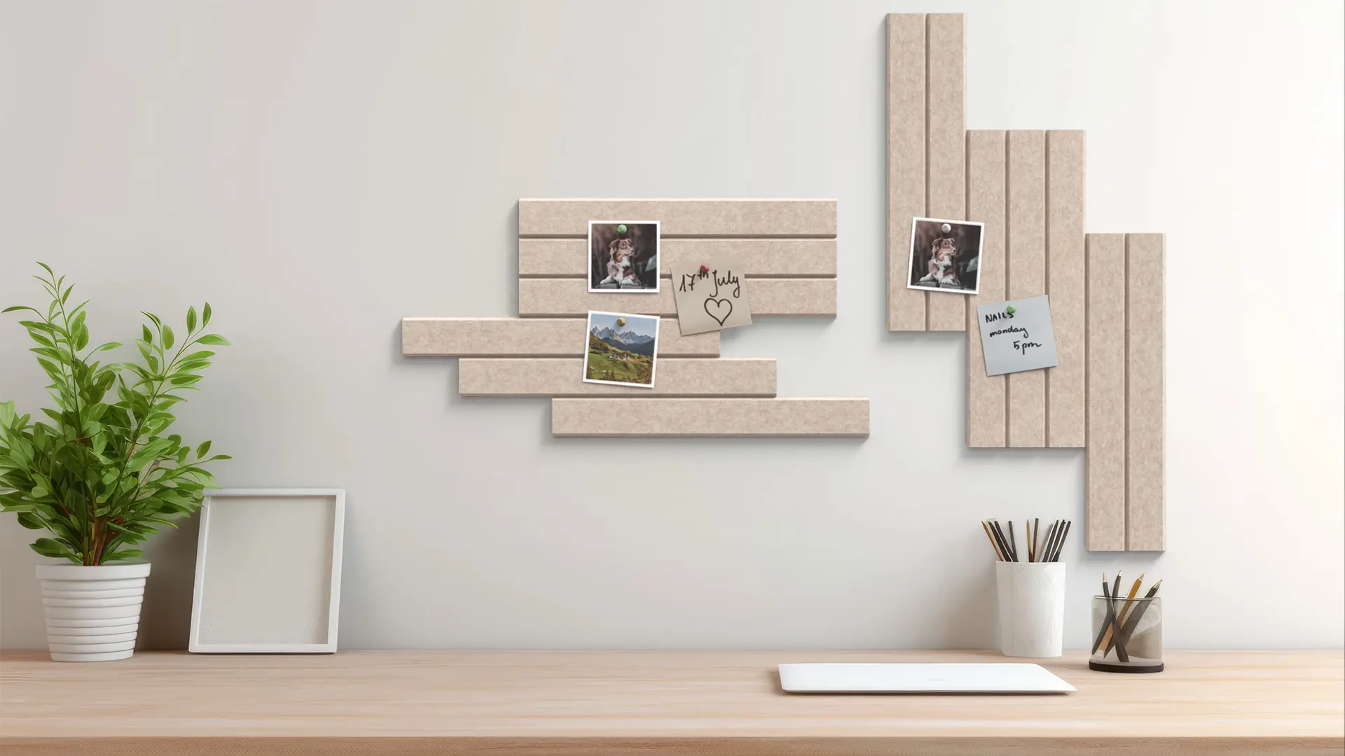 Felt Wall Panels 90x60 cm — Self-Adhesive Notice Board Tiles - Camel Brown - Image 4