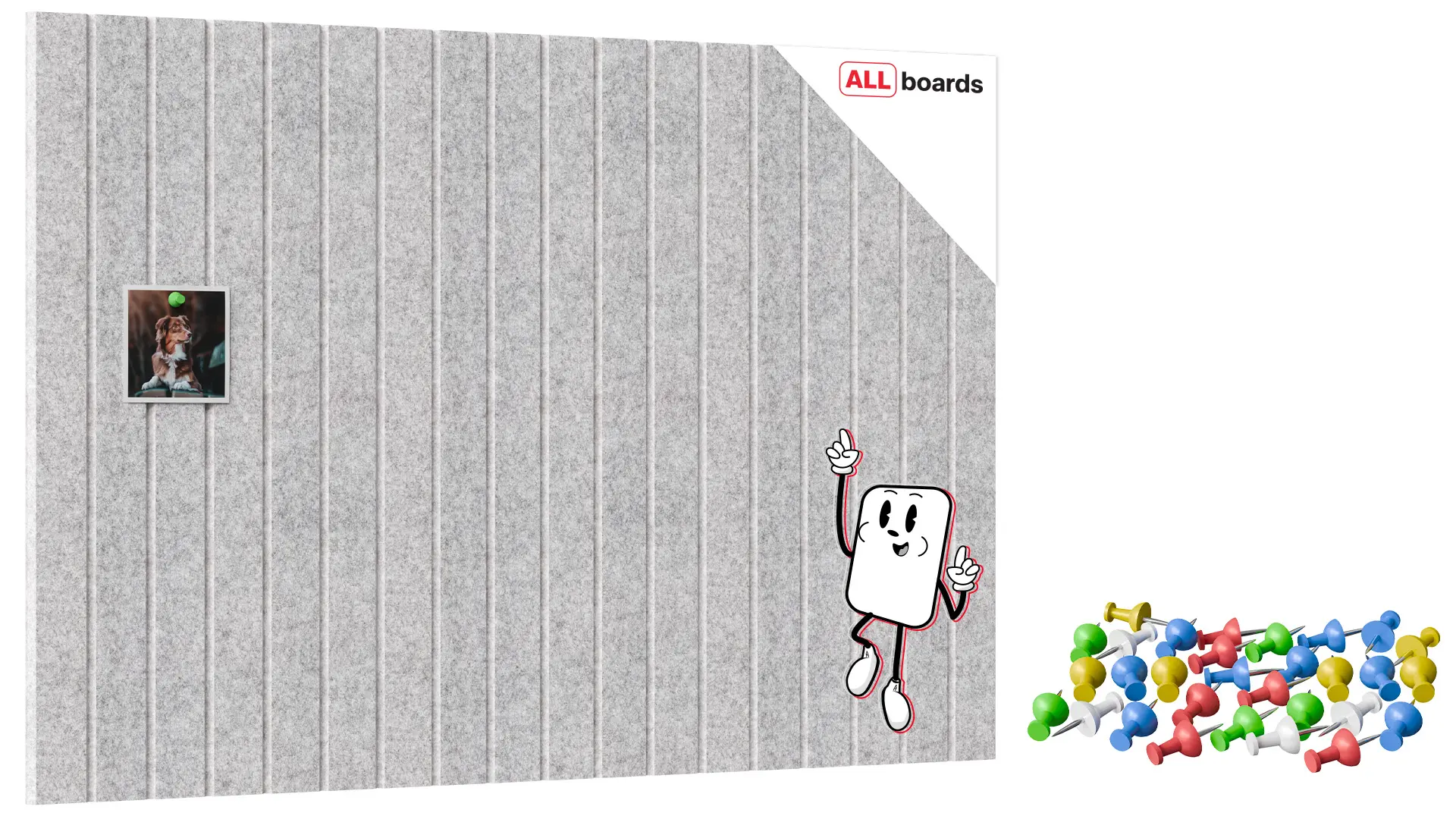 Felt Wall Panels 90x60 cm — Self-Adhesive Notice Board Tiles - Grey