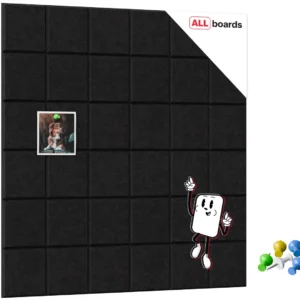 Felt Wall Panels 60×60 cm — Self-Adhesive Notice Board Tiles - Black