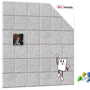 Felt Wall Panels 60x60 cm — Self-Adhesive Notice Board Tiles - Grey