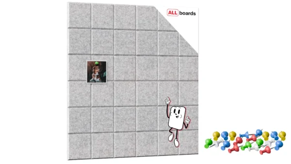 Felt Wall Panels 60x60 cm — Self-Adhesive Notice Board Tiles - Grey