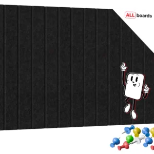 Felt Wall Panels 80x40 cm — Self-Adhesive Notice Board Tiles - Black