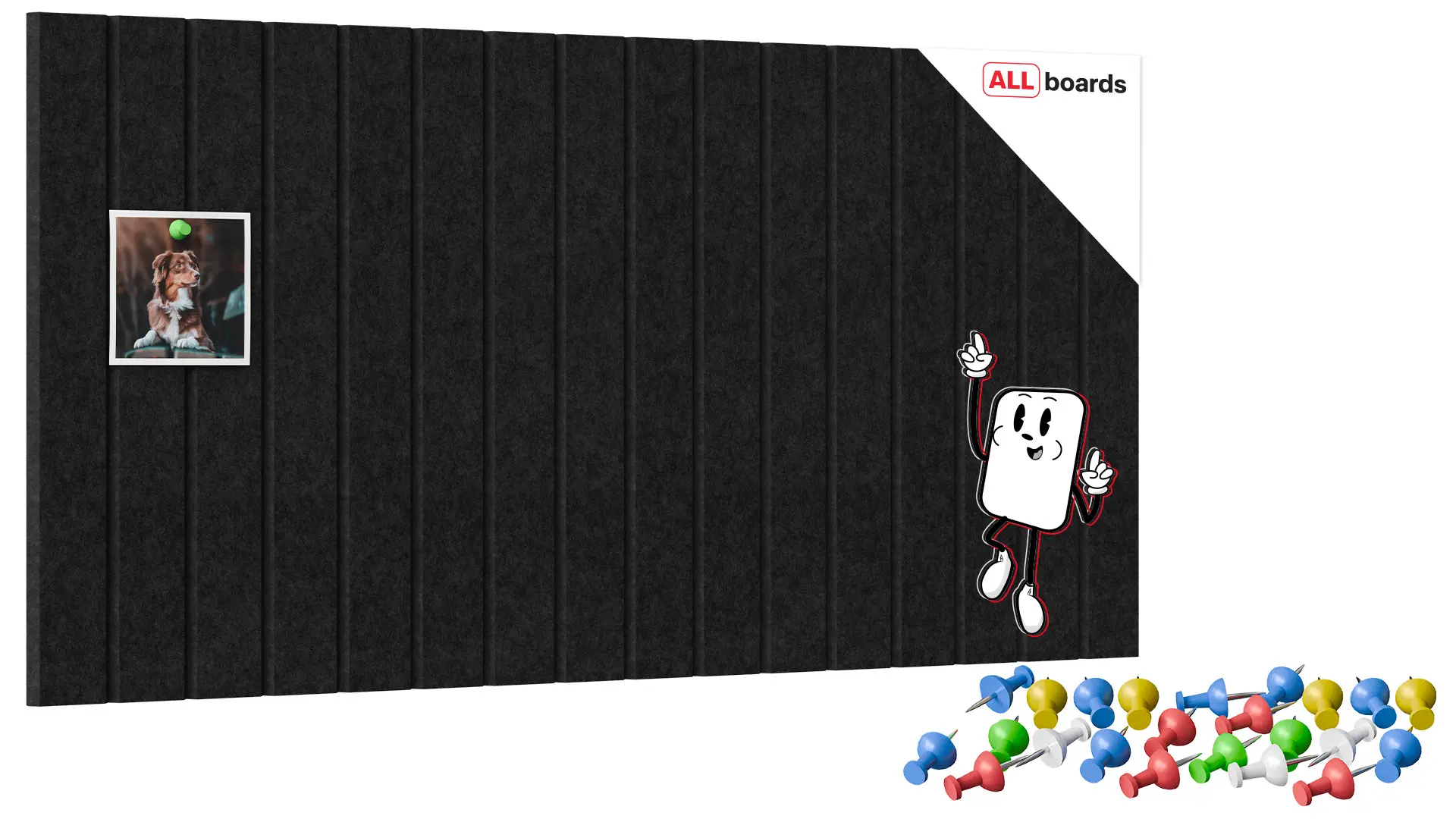 Felt Wall Panels 80×40 cm — Self-Adhesive Notice Board Tiles – Black