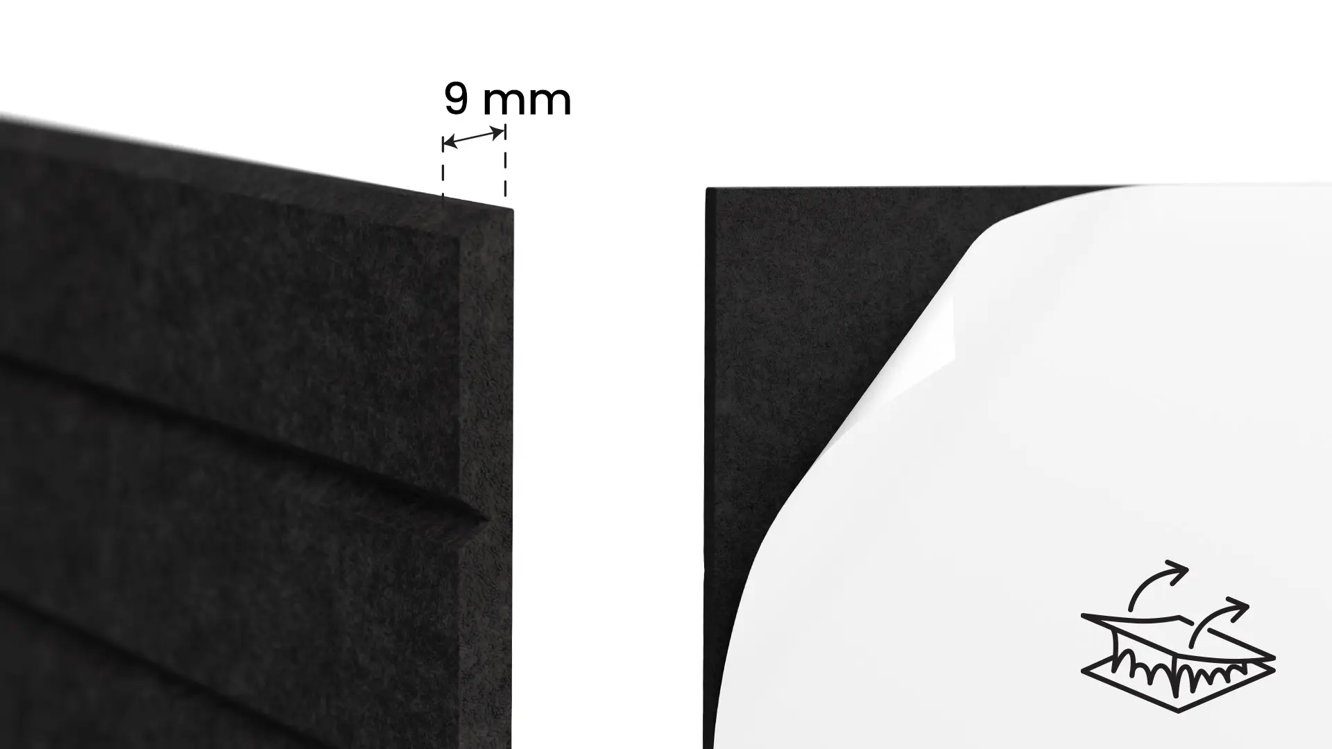 Felt Wall Panels 80x40 cm — Self-Adhesive Notice Board Tiles - Black - Image 5