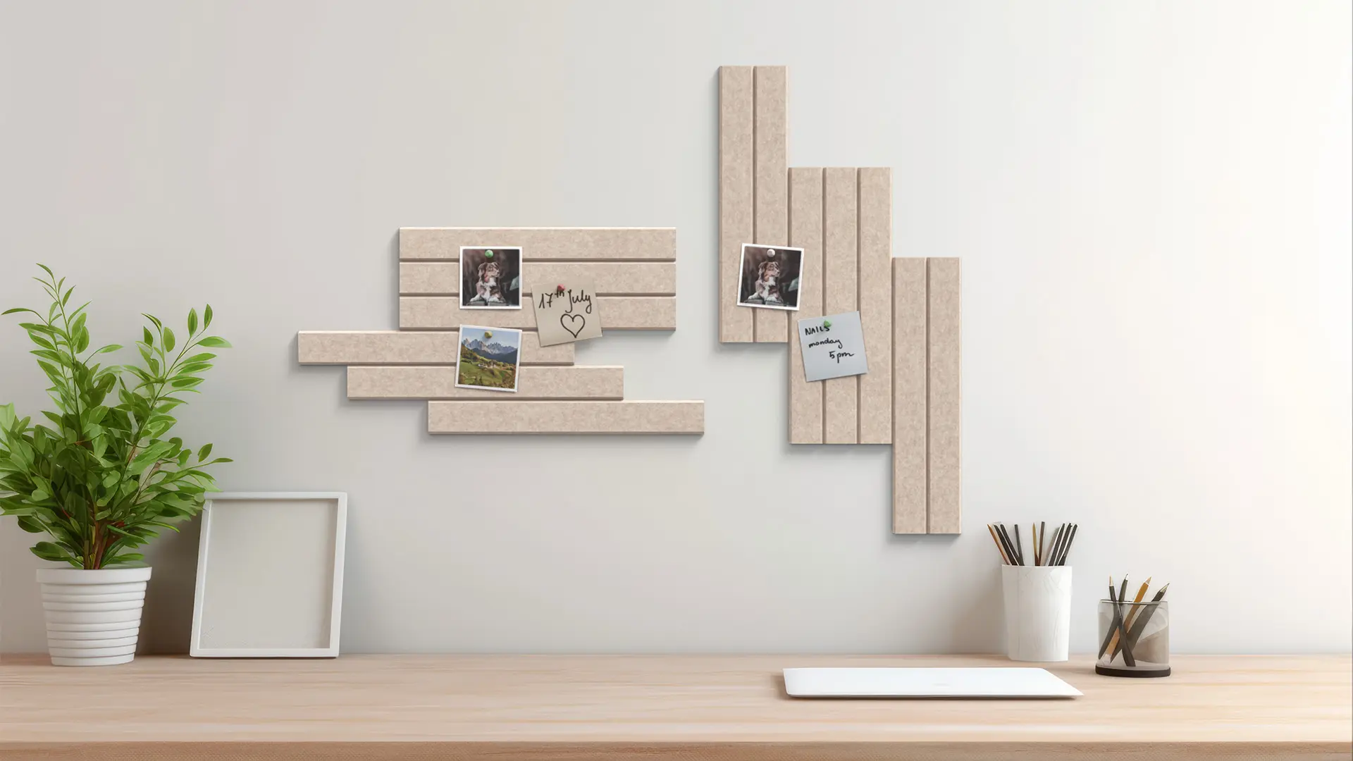 Felt Wall Panels 80x40 cm — Self-Adhesive Notice Board Tiles - Camel Brown - Image 4