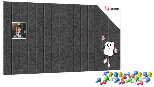Felt Wall Panels 80x40 cm — Self-Adhesive Notice Board Tiles - Dark Grey