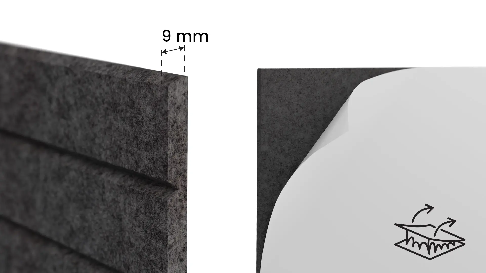 Felt Wall Panels 80x40 cm — Self-Adhesive Notice Board Tiles - Dark Grey - Image 5