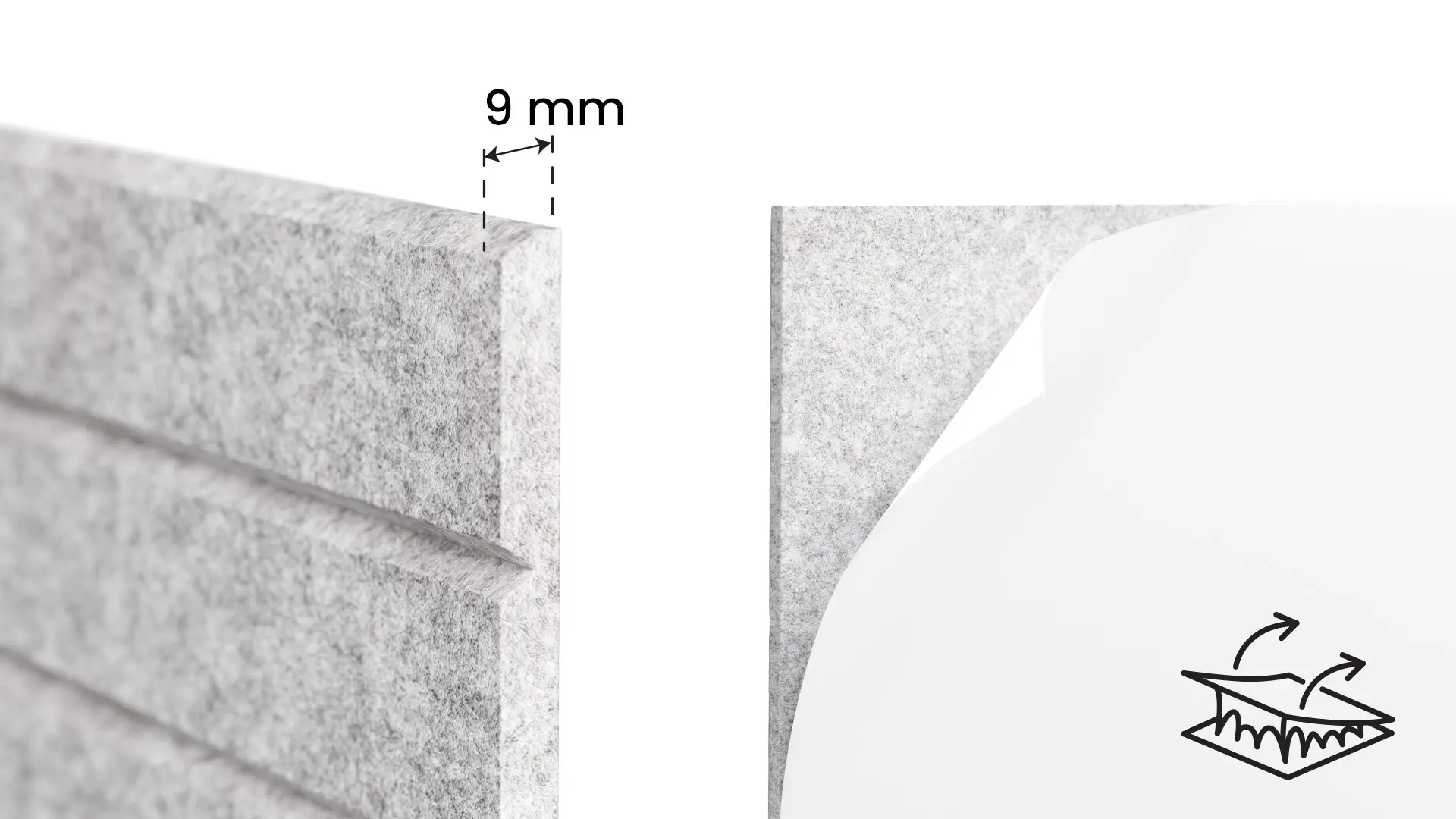Felt Wall Panels 80x40 cm — Self-Adhesive Notice Board Tiles - Grey - Image 5