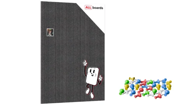 Felt Wall Panels 120x90 cm — Self-Adhesive Notice Board Tiles - Dark Grey