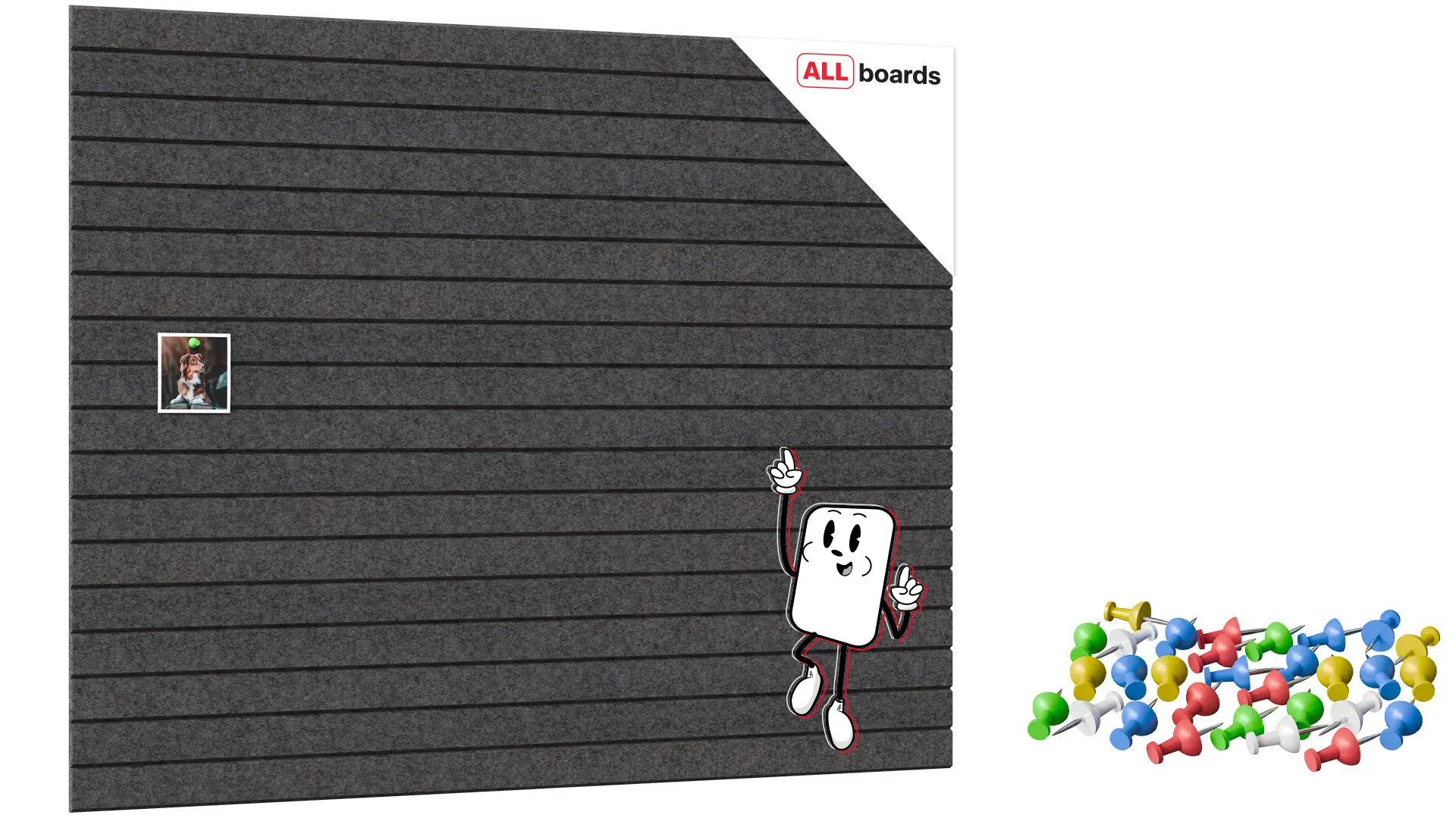 Felt Wall Panels 120×90 cm — Self-Adhesive Notice Board Tiles – Dark Grey