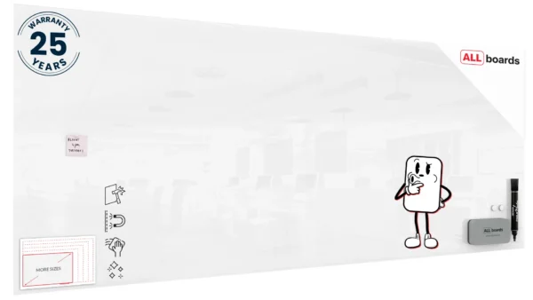 Magnetic glass board 300x120 cm PREMIUM SUPERWHITE (super white) + with Bonus Accessories