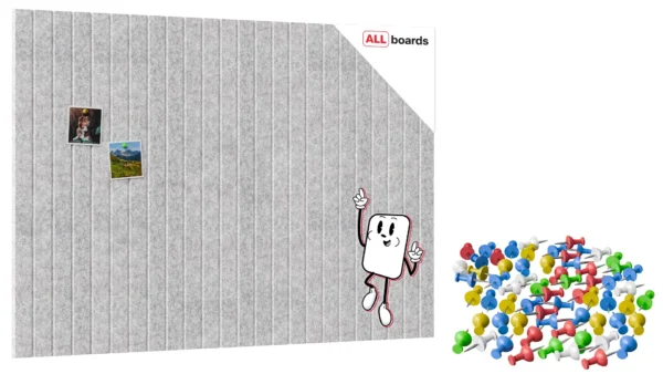 Felt Wall Panels 120x80 cm — Self-Adhesive Notice Board Tiles - Grey