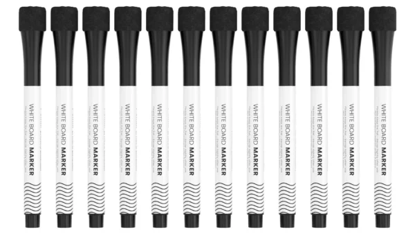 ALLboards Fine Dry-Wipe Markers – Black – Pack of 12