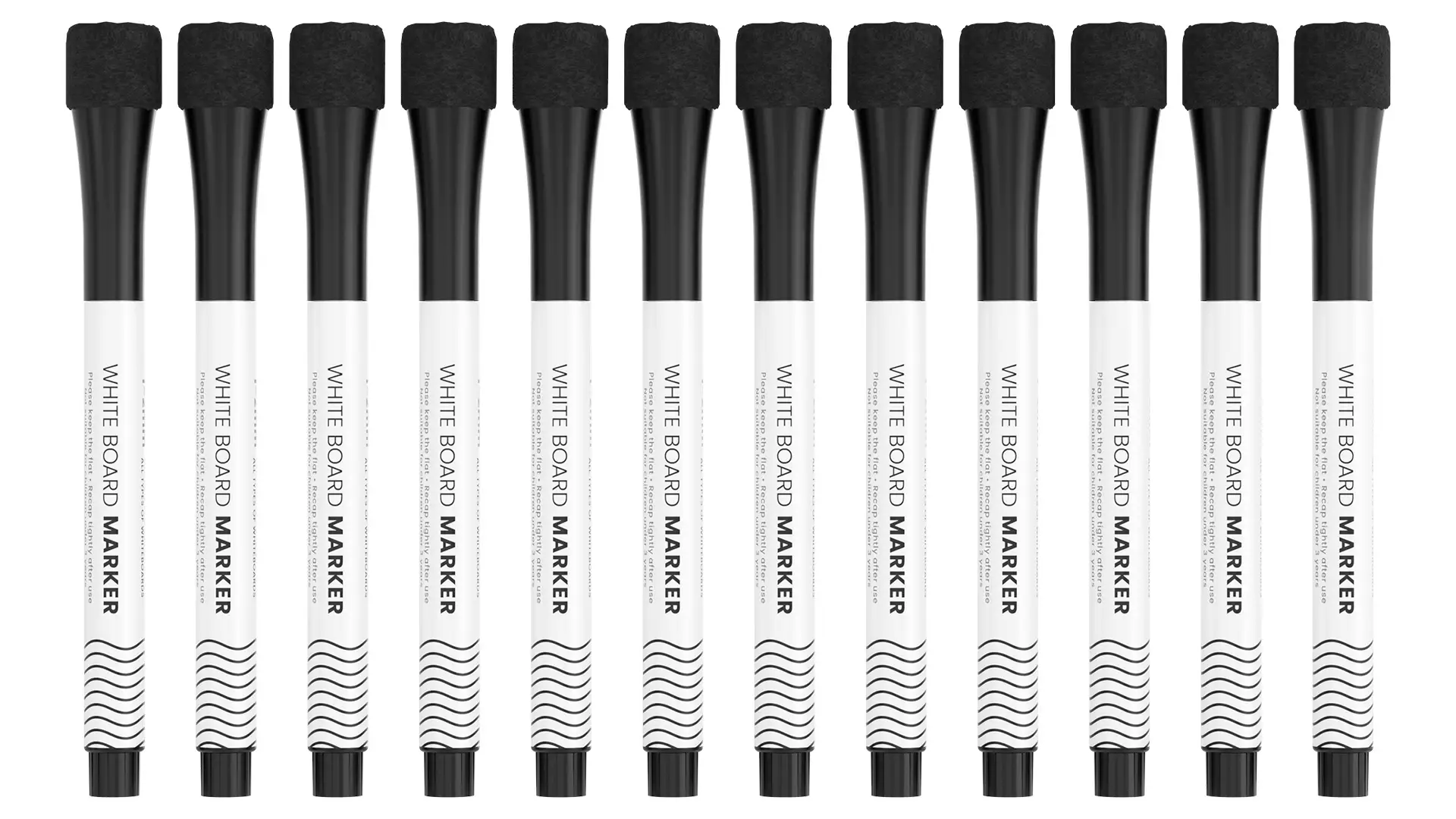 ALLboards Fine Dry-Wipe Markers – Black – Pack of 12