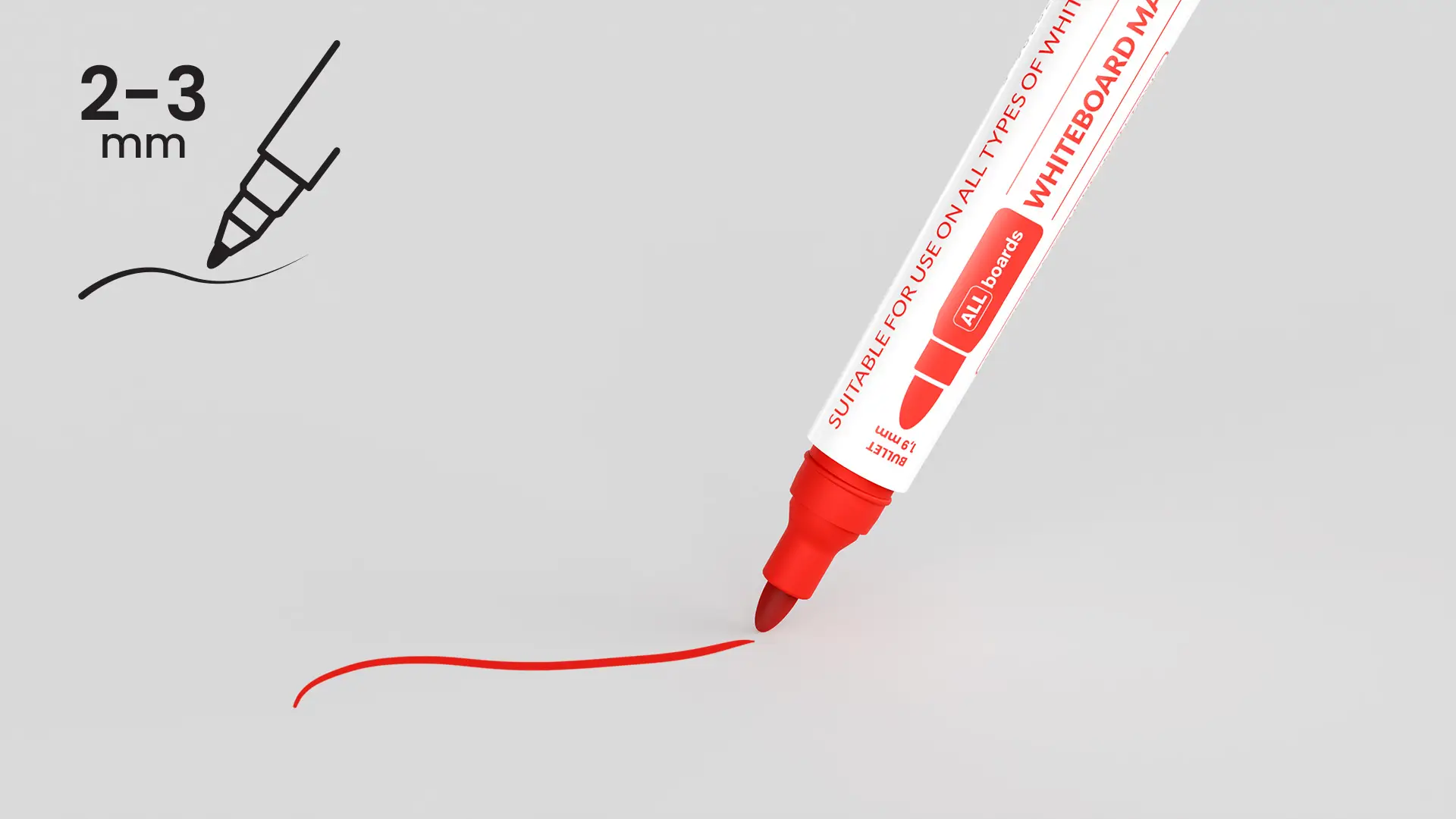 ALLboards Dry-wipe Whiteboard Marker Set - Red (12 pcs) - Image 3
