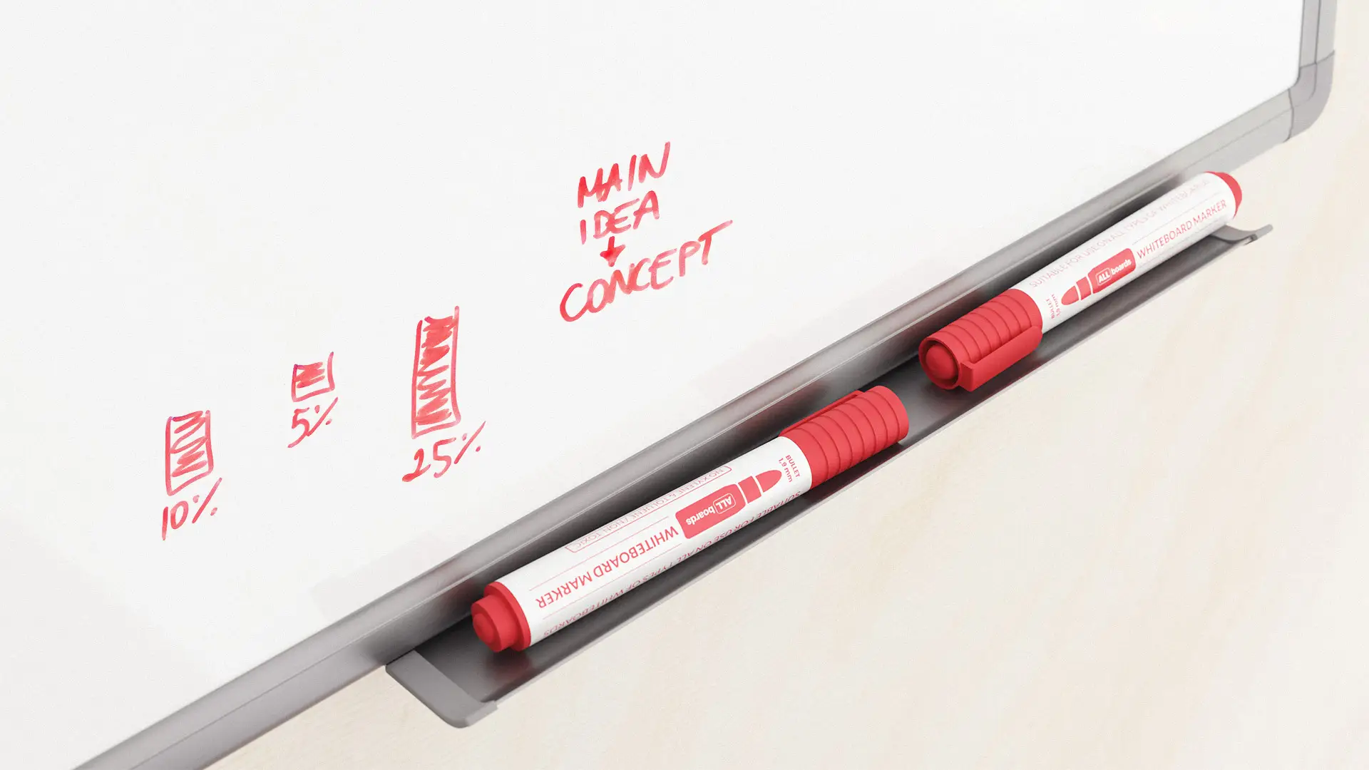 ALLboards Dry-wipe Whiteboard Marker Set - Red (12 pcs) - Image 4