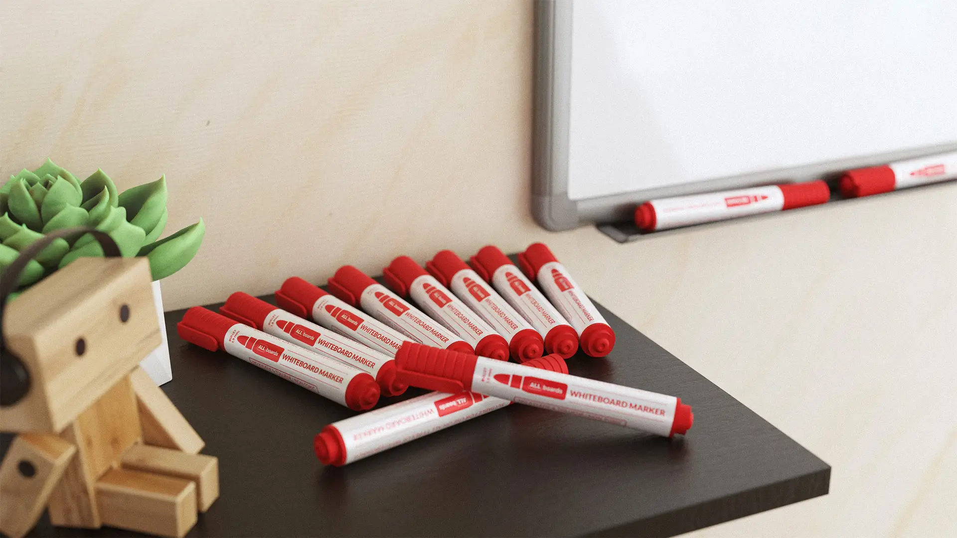 ALLboards Dry-wipe Whiteboard Marker Set - Red (12 pcs) - Image 8