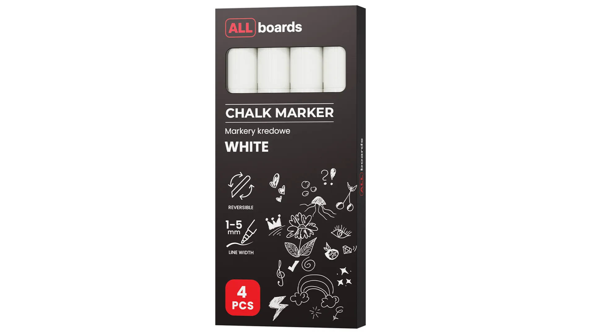 ALLboards Chalk Marker Set - 4 pcs, White - Image 10