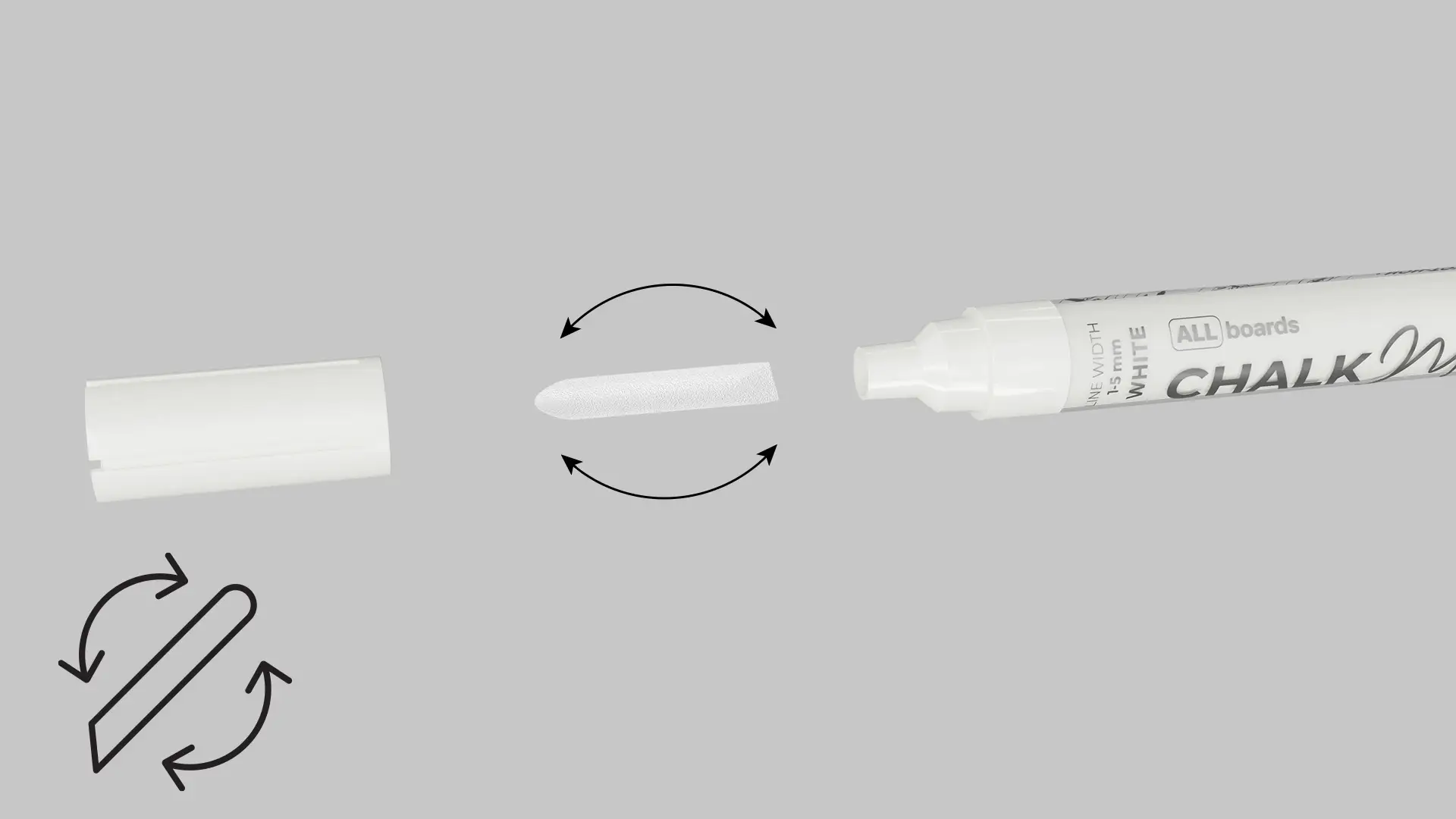 ALLboards Chalk Marker Set - 4 pcs, White - Image 4