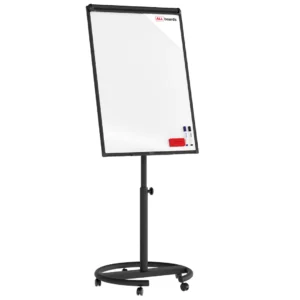 Mobile magnetic dry wipe flipchart 100x70 cm - black + FREE ACCESSORIES