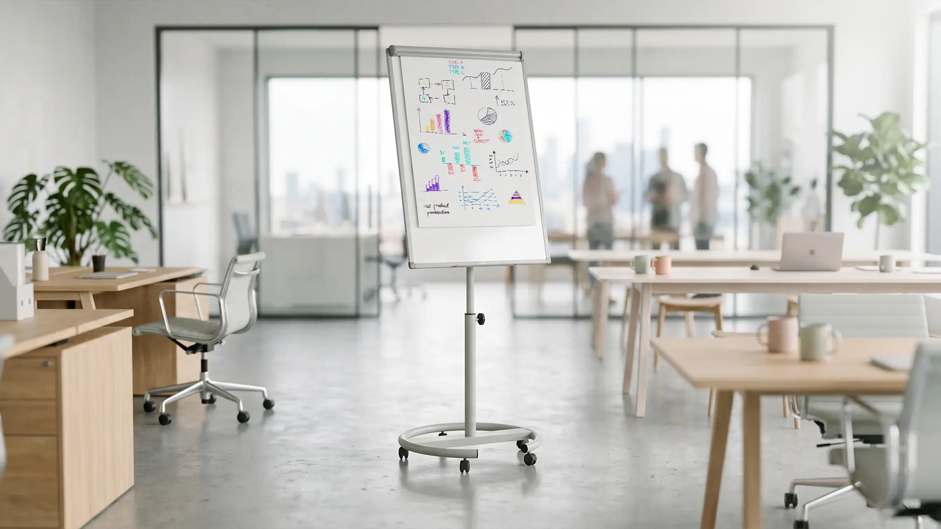 Mobile magnetic dry wipe flipchart 100x70 cm - silver + FREE ACCESSORIES - Image 4