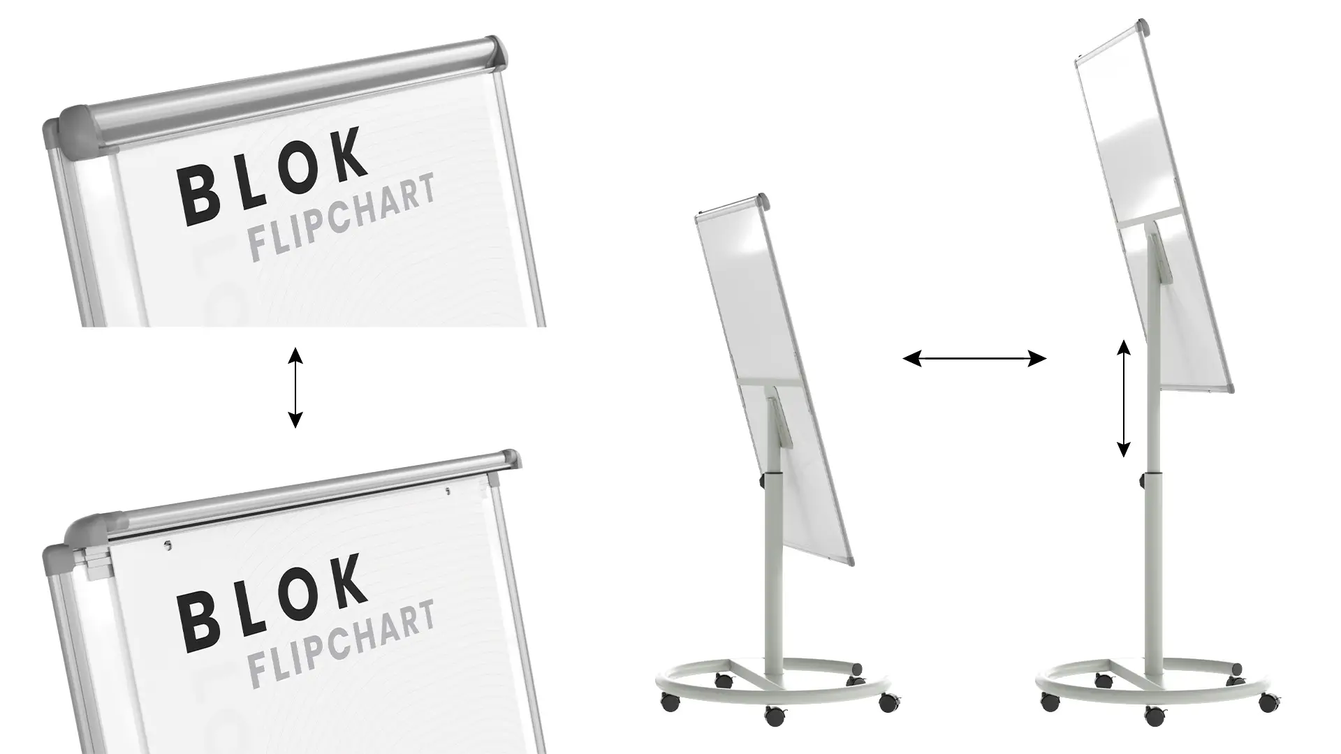 Mobile magnetic dry wipe flipchart 100x70 cm - silver + FREE ACCESSORIES - Image 5