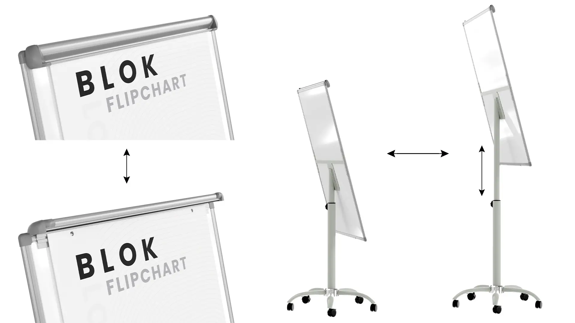 Mobile magnetic dry wipe flipchart on wheels 100x70 cm - silver + FREE ACCESSORIES - Image 5