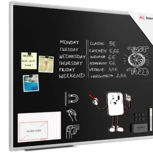 Chalkboard black magnetic surface aluminium frame 100x80 cm + FREE ACCESSORIES