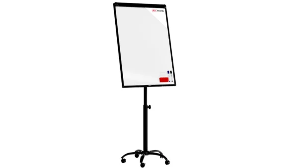 Mobile magnetic dry wipe flipchart on wheels 100x70 cm - black + FREE ACCESSORIES