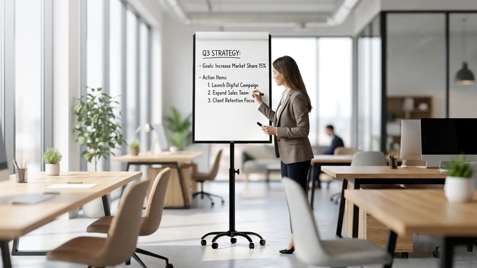 Mobile magnetic dry wipe flipchart on wheels 100x70 cm - black + FREE ACCESSORIES - Image 3