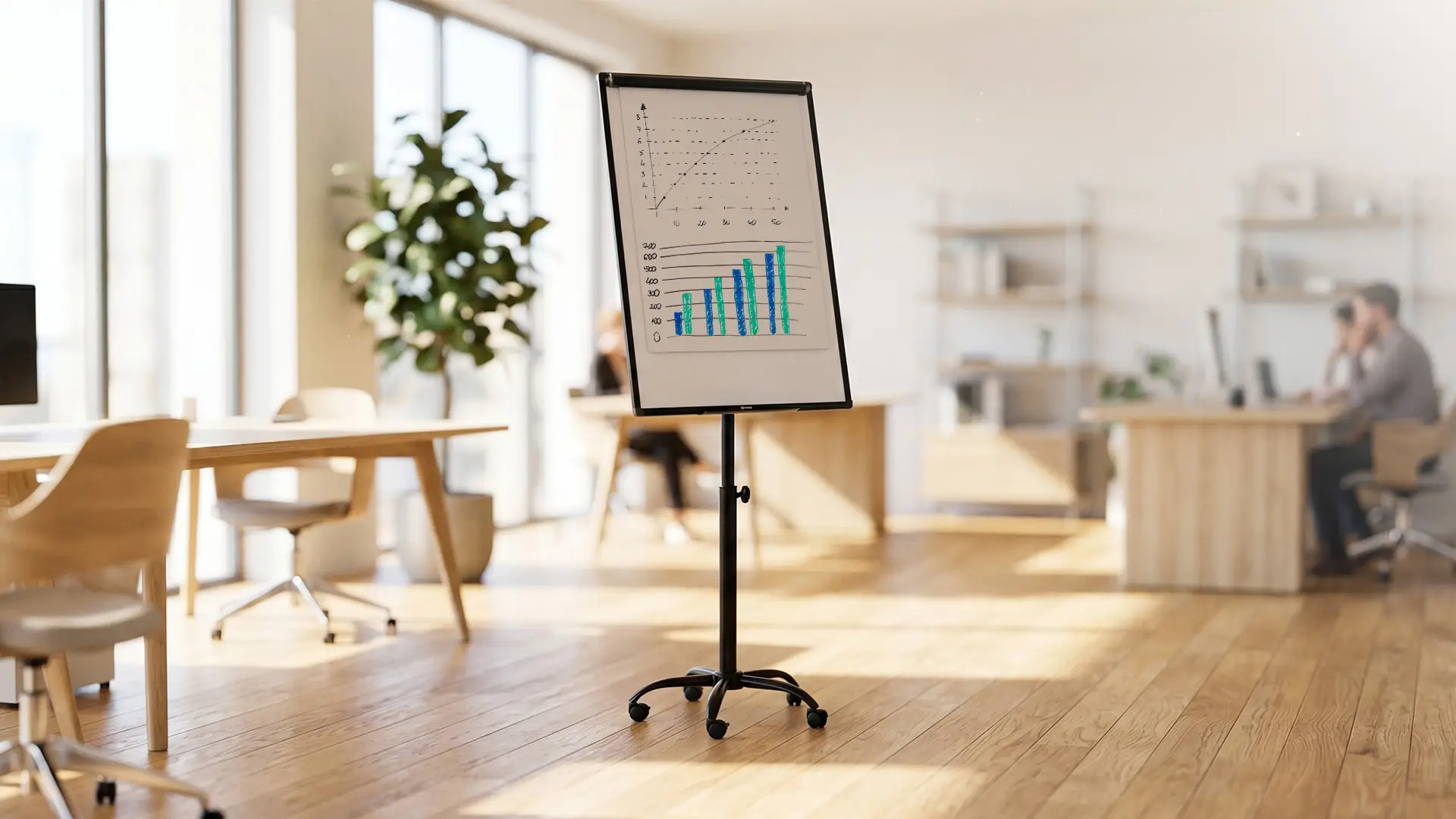 Mobile magnetic dry wipe flipchart on wheels 100x70 cm - black + FREE ACCESSORIES - Image 9