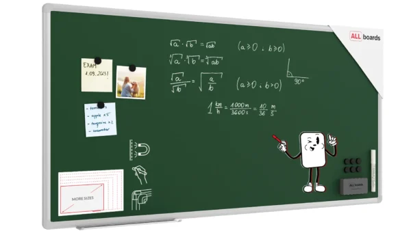 Green chalkboard magnetic surface aluminium frame 120x60 cm +  FREE ACCESSORIES