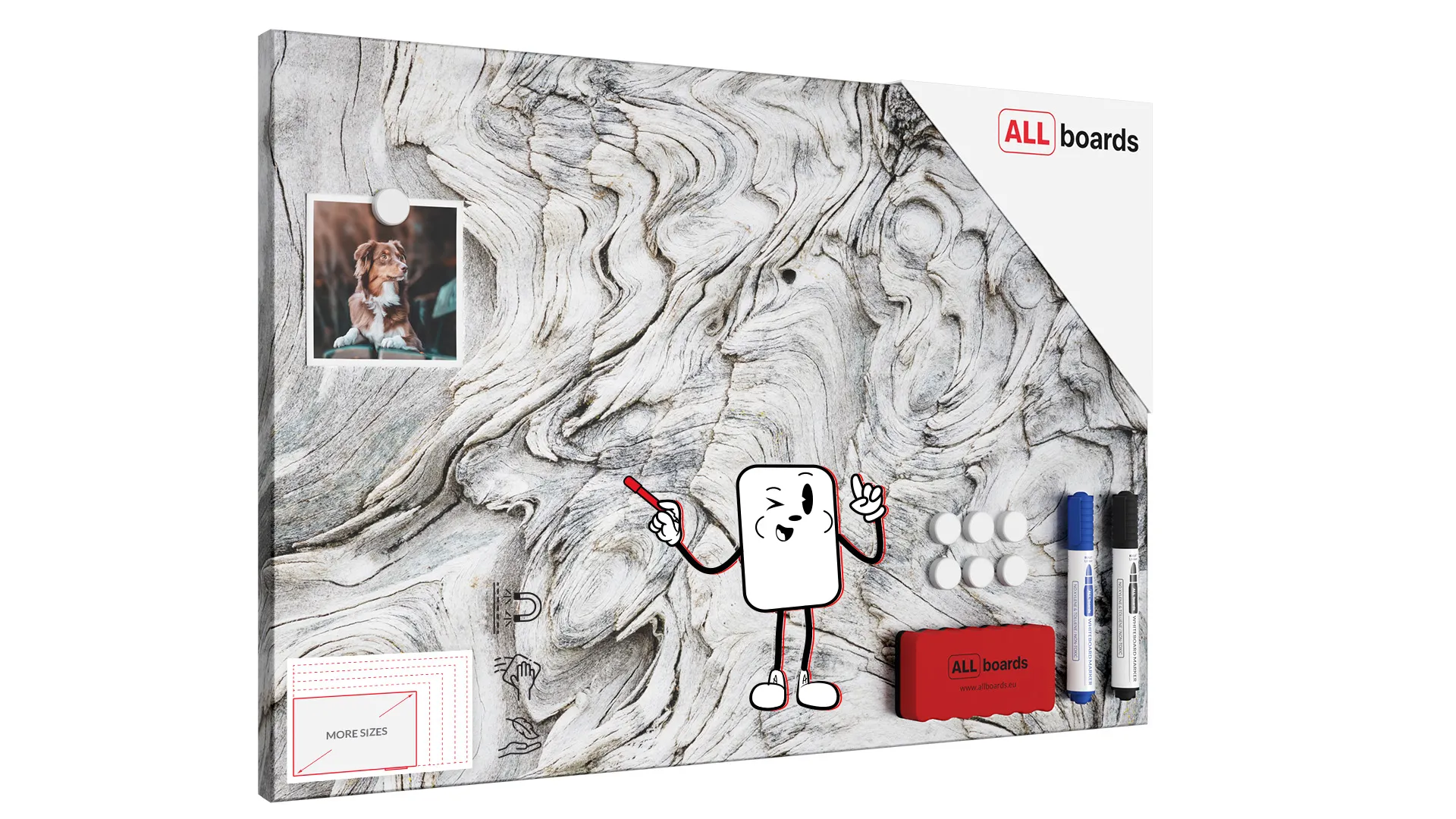 METALboards Magnetic Board, Petrified Wood 60×40 cm + FREE Accessories Set