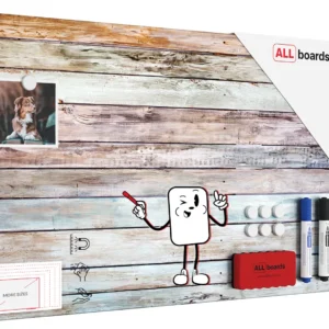 METALboards Magnetic Board, Pastel Wooden Planks 60x40 cm + FREE Accessories Set