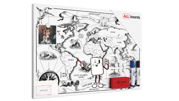 METALboards Magnetic Board, Retro World Map 60x40 cm + FREE Accessories Set