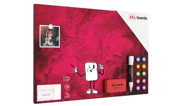 METALboards Magnetic Board, Magenta Stone 60x40 cm + FREE Accessories Set