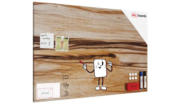 METALboards Magnetic Board, Tropical Wood 90x60 cm + FREE Accessories Set