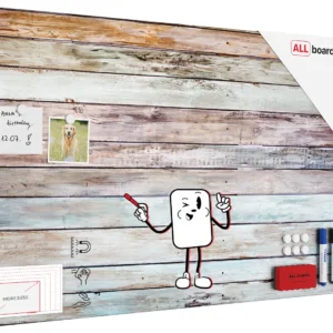 METALboards Magnetic Board, Pastel Wooden Planks 90x60 cm + FREE Accessories Set