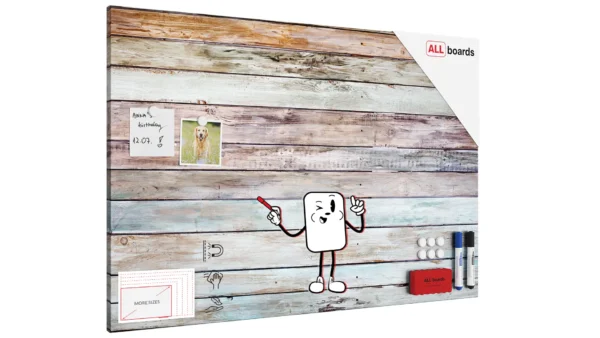 METALboards Magnetic Board, Pastel Wooden Planks 90x60 cm + FREE Accessories Set