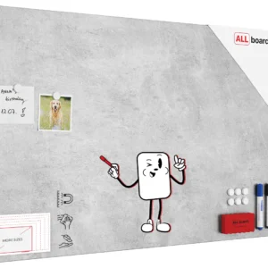 METALboards Magnetic Board, Concrete Effect II 90x60 cm + FREE Accessories Set