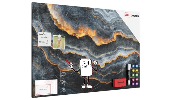 METALboards Magnetic Board, Dark Slate Stone 90x60 cm + FREE Accessories Set