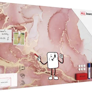 METALboards Magnetic Board, Rose Marble 90x60 cm + FREE Accessories Set