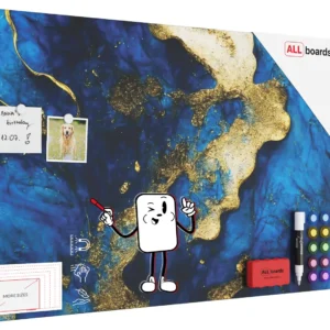 METALboards Magnetic Board, Blue & Gold 90x60 cm + FREE Accessories Set