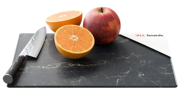 Glass chopping board  – BLACK MARBLE 30×20 cm