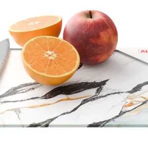 Glass chopping board – MARBLE BLUE & GOLD 30×20 cm